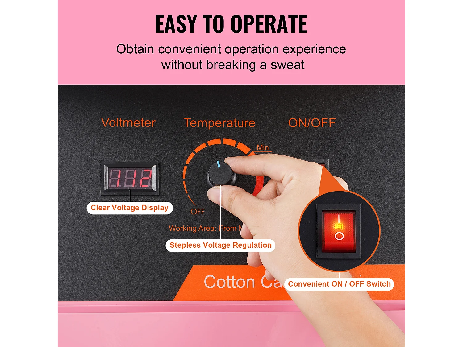 Máquina de Algodón de Azúcar Comercial SucceBuy, Máquina de Algodón de Azúcar 1000 W, Rosa