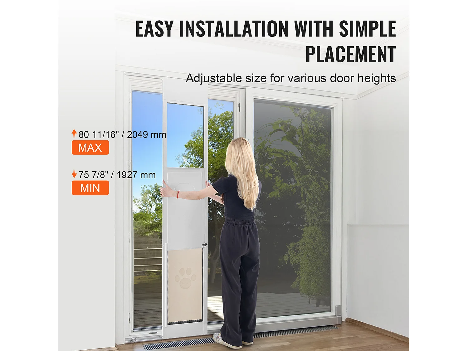 Glazen Schuifdeur voor Honden SucceBuy, in Hoogte Verstelbaar van 1927 - 2049 mm, XL
