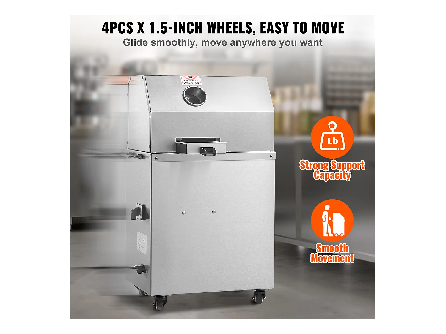 Extracteur de Jus de Canne à Sucre électrique SucceBuy 800 W, Rendement de 300kg/h, 4 Rouleaux, Grand 6.1cm