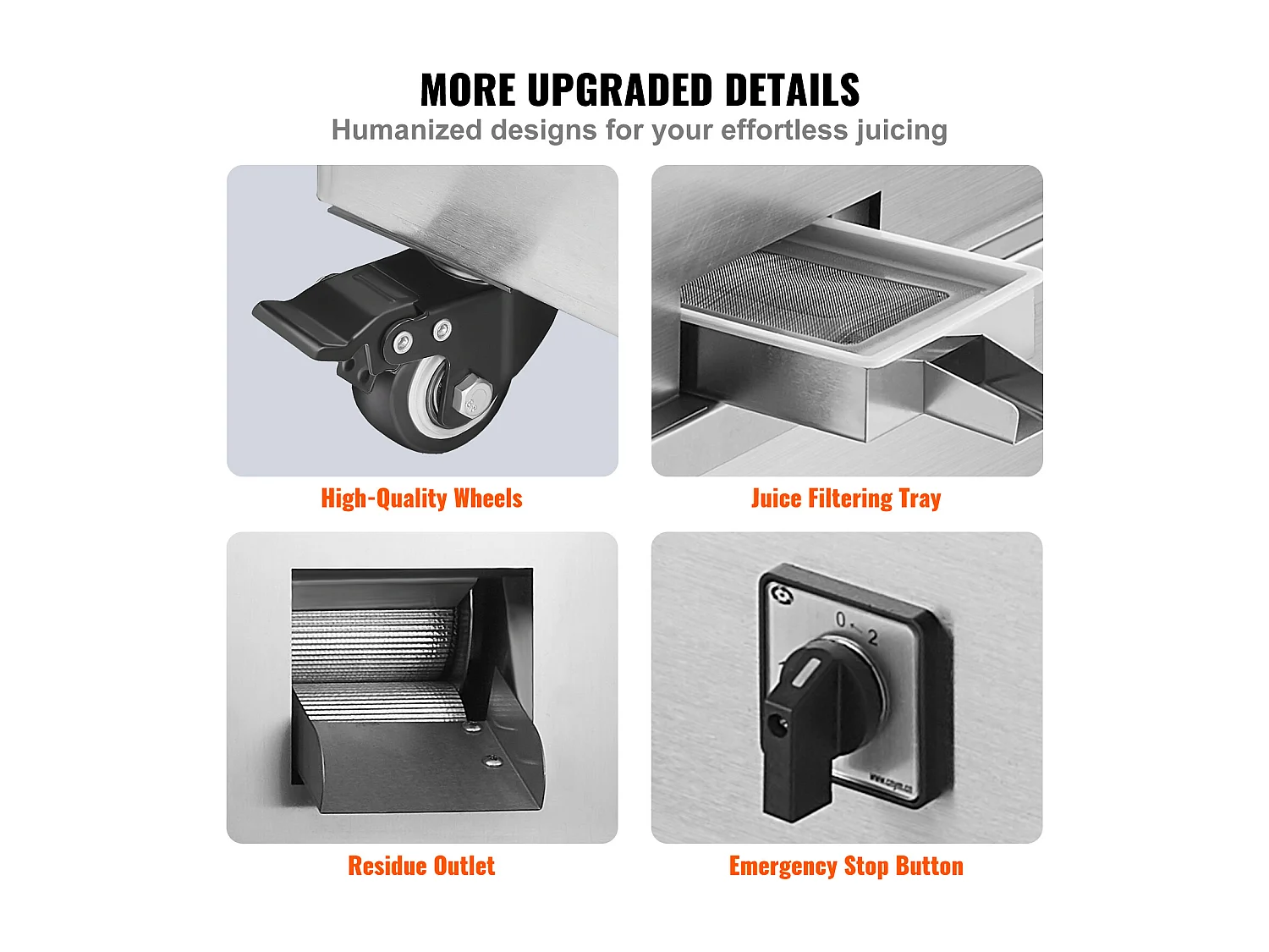 Extracteur de Jus de Canne à Sucre électrique SucceBuy 800 W, Rendement de 300kg/h, 4 Rouleaux, Grand 6.1cm