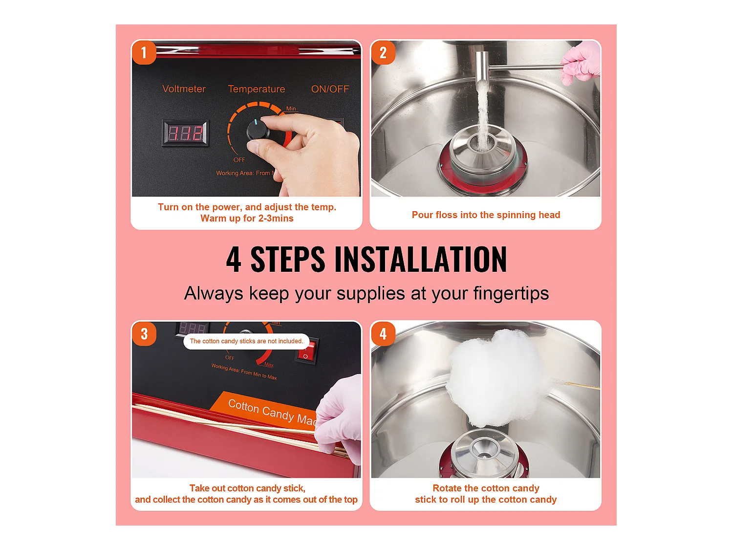 Machine à Barbe à Papa Commerciale SucceBuy, Machine à Barbe à Papa 1000 W, Rouge