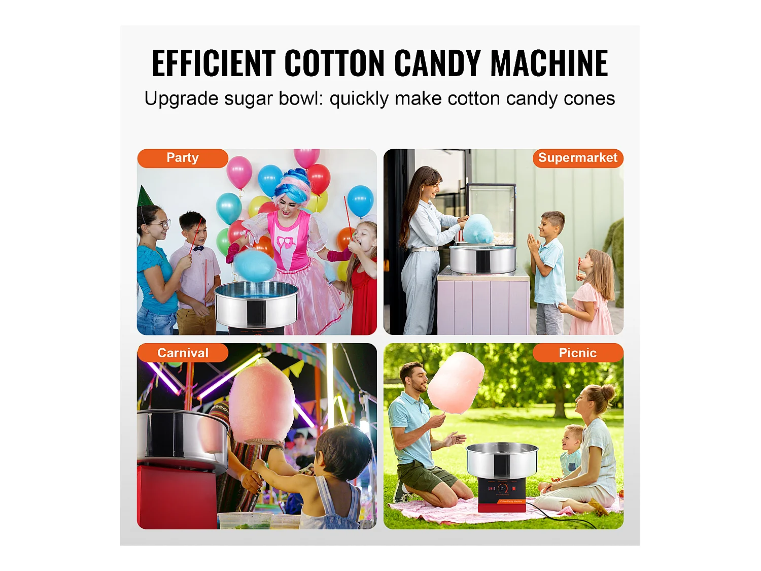 Machine à Barbe à Papa Commerciale SucceBuy, Machine à Barbe à Papa 1000 W, Rouge