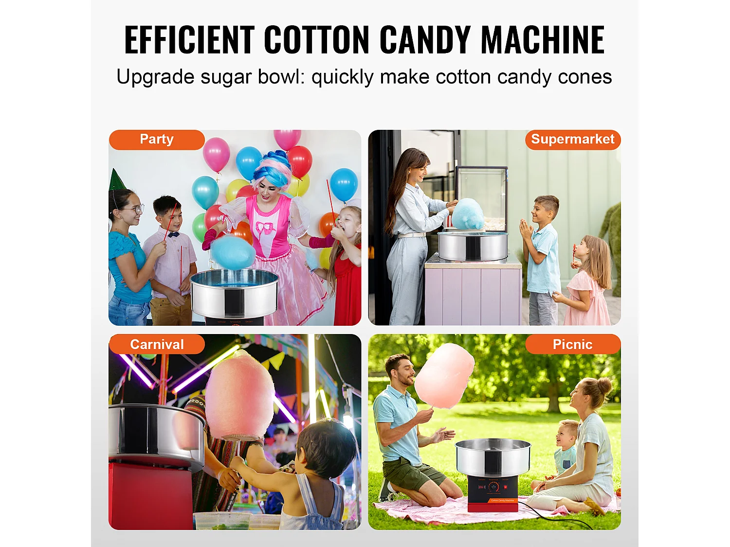 Machine à Barbe à Papa Commerciale SucceBuy, Machine à Barbe à Papa 1000 W, Rouge