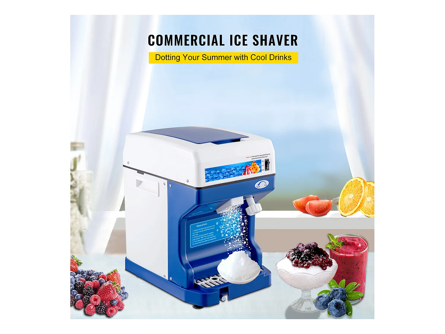 Machine à Glaçons SucceBuy Machine à Cônes de Neige 250 W 265 LBS/H Broyeur à Glace Réglable pour Usage Domestique