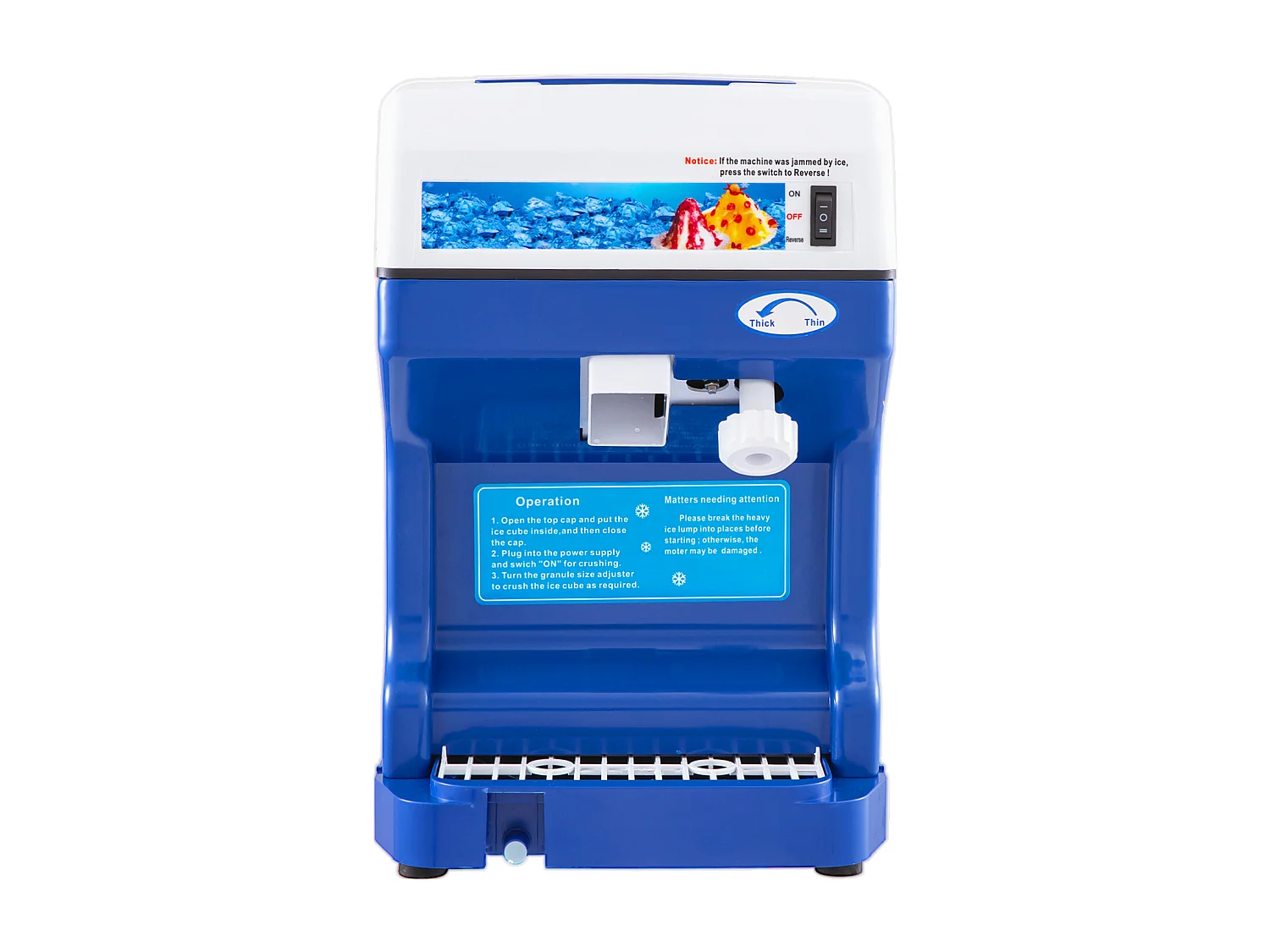 Machine à Glaçons SucceBuy Machine à Cônes de Neige 250 W 265 LBS/H Broyeur à Glace Réglable pour Usage Domestique