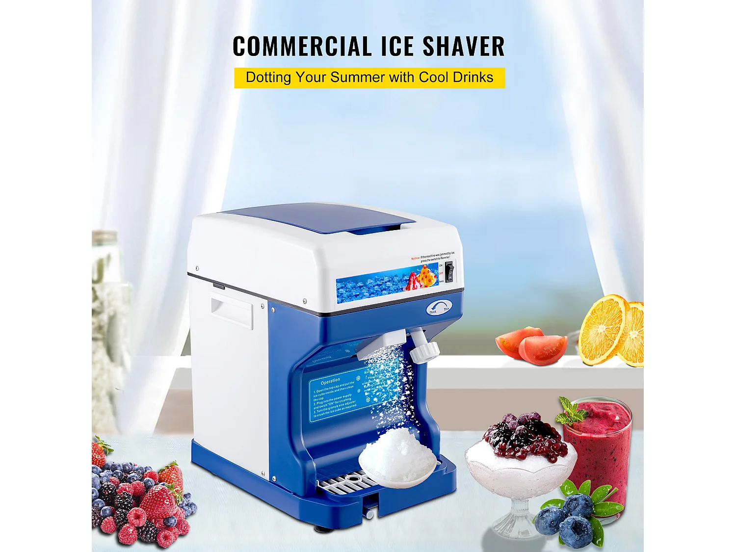 Machine à Glaçons SucceBuy Machine à Cônes de Neige 250 W 265 LBS/H Broyeur à Glace Réglable pour Usage Domestique