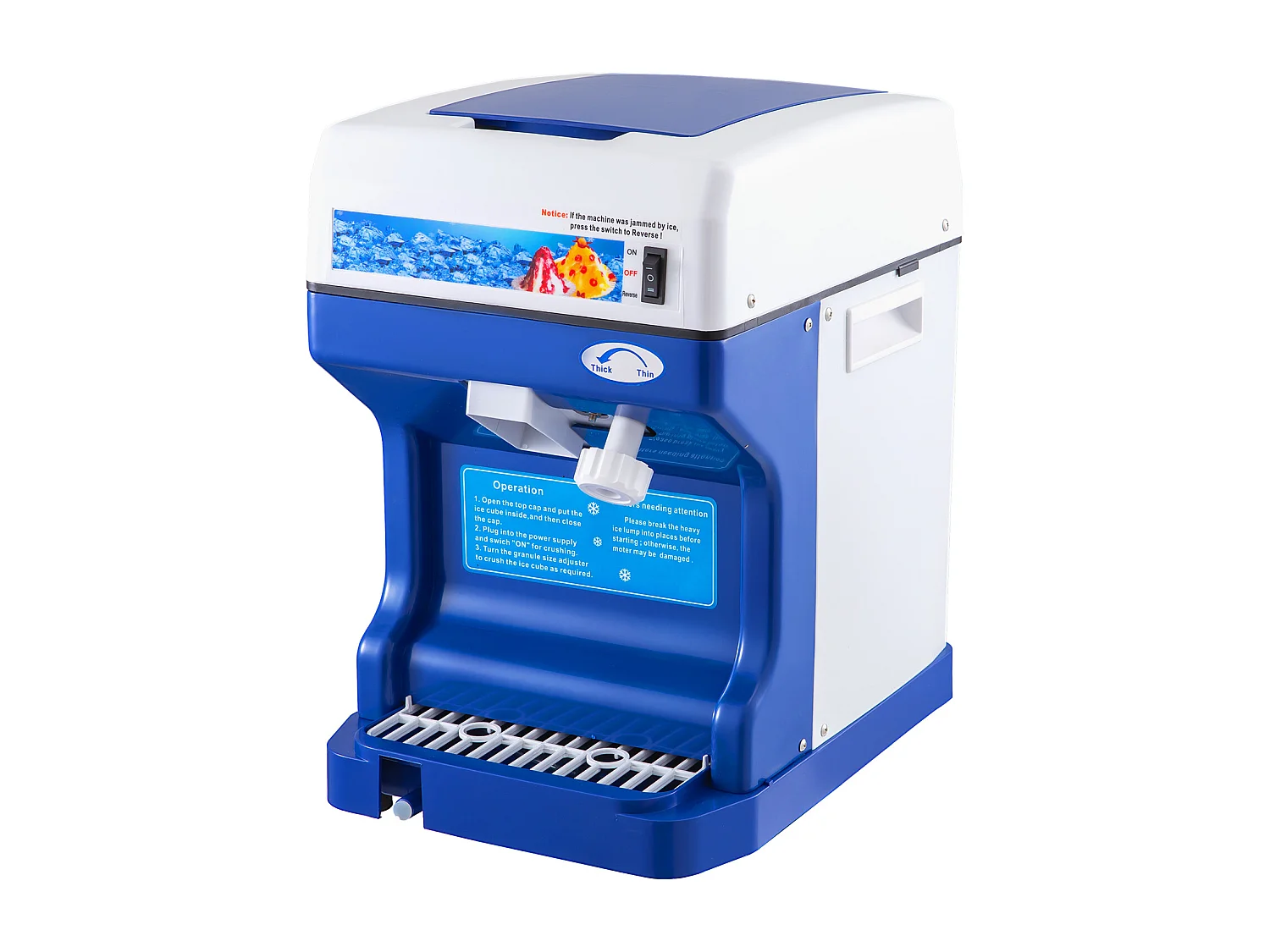 Machine à Glaçons SucceBuy Machine à Cônes de Neige 250 W 265 LBS/H Broyeur à Glace Réglable pour Usage Domestique