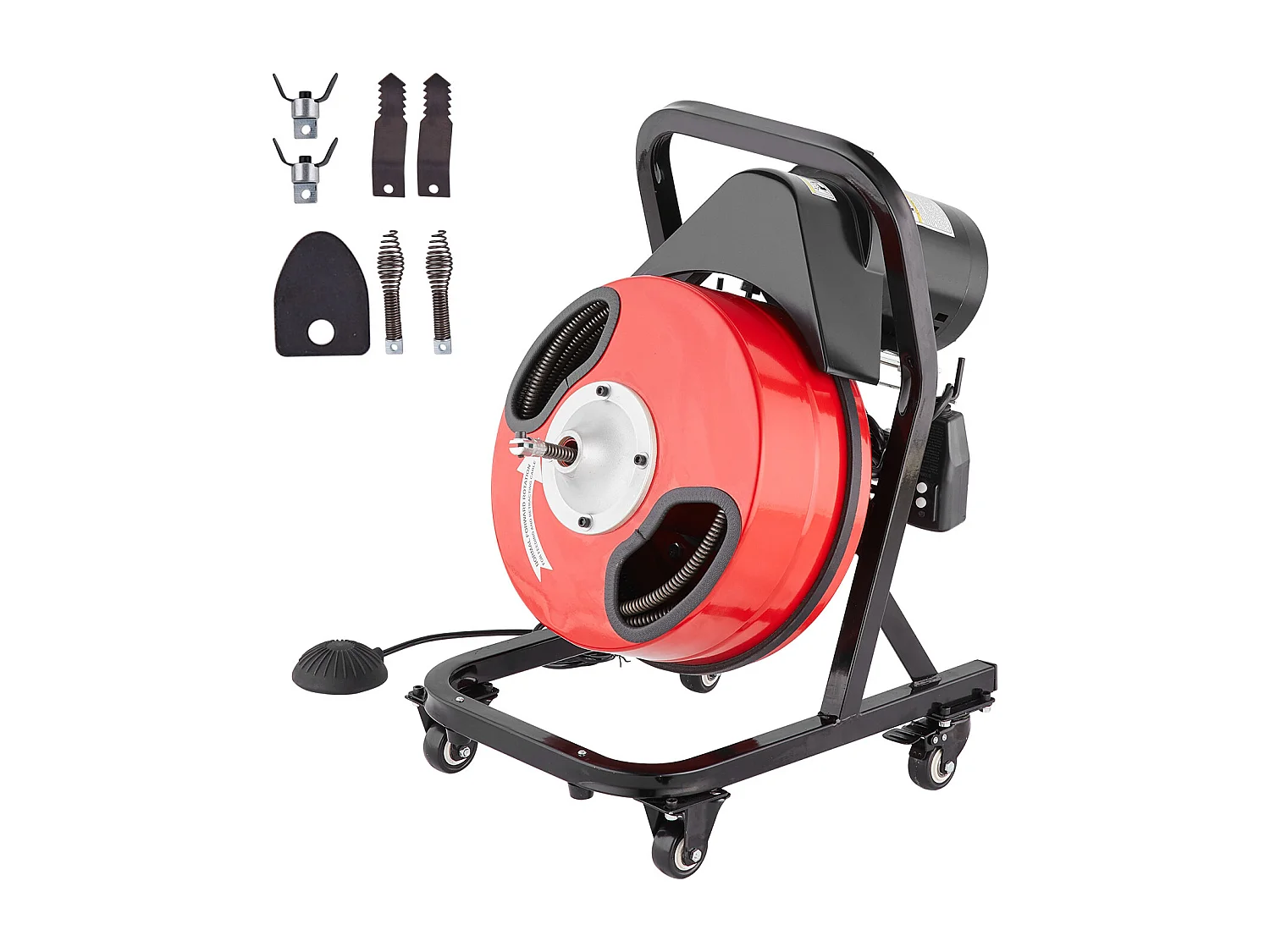 Machine de Nettoyage de Drain, SucceBuy Machine de Nettoyage de Drain 15 m × 1.27 cm Tarière Manuelle avec Roues