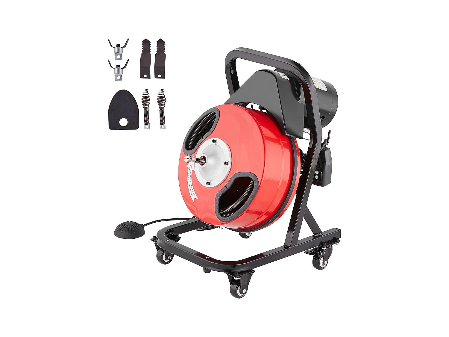 Machine de Nettoyage de Drain, SucceBuy Machine de Nettoyage de Drain 15 m × 1.27 cm Tarière Manuelle avec Roues