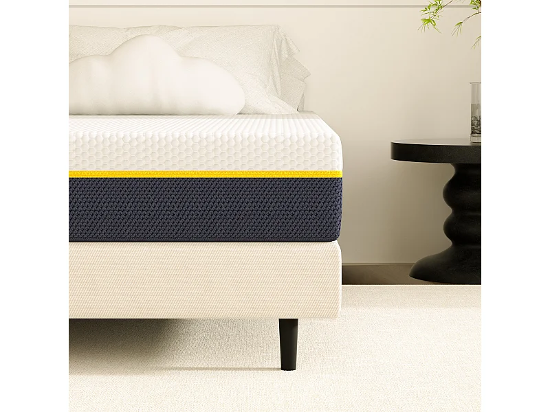 Matelas double pour adultes, 140 x 190 cm, épaisseur 17 cm (mousse à mémoire de forme + fibres de charbon de bambou)