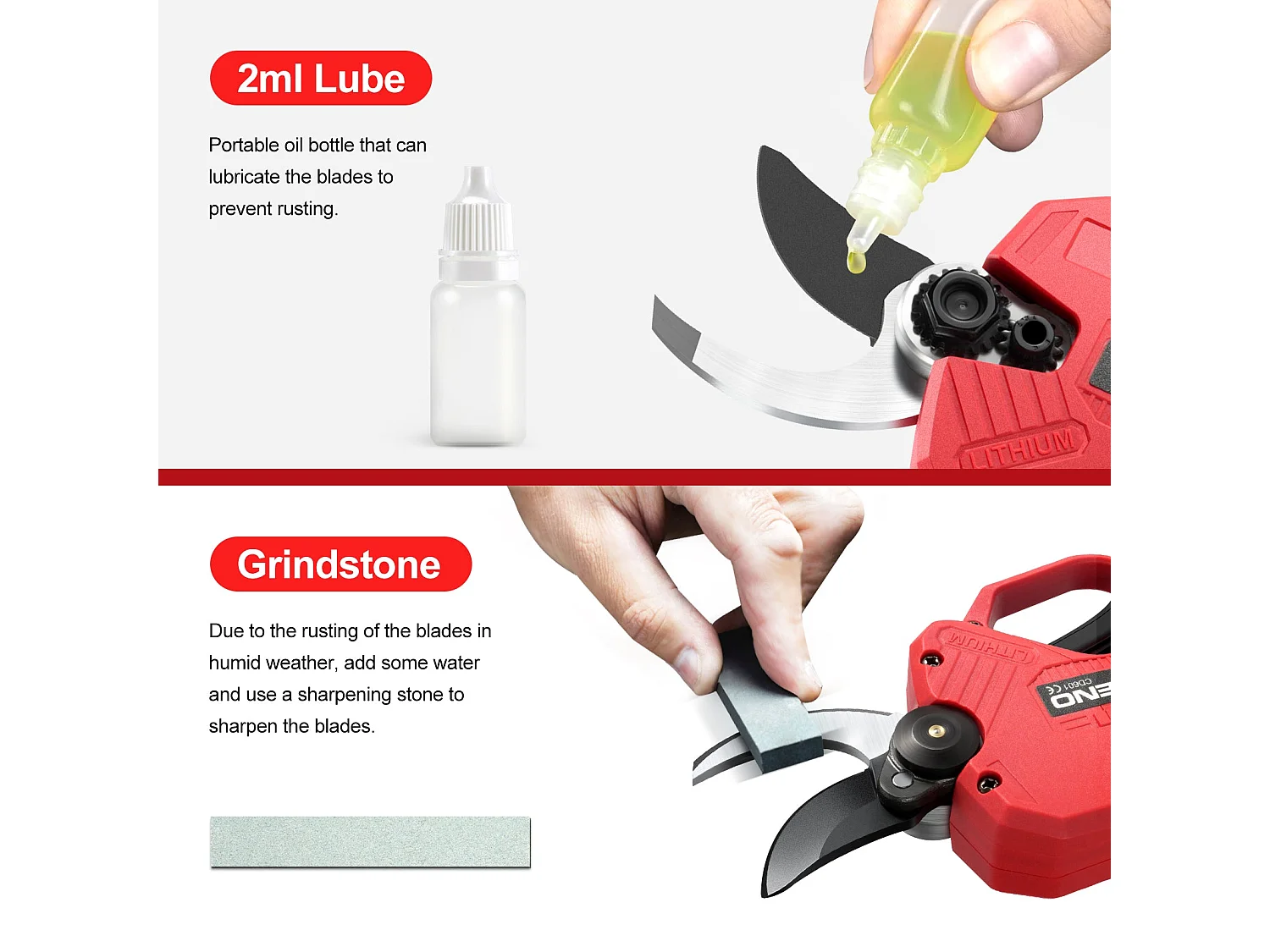 Elagueuse électrique rechargeable sans balais, 2 batteries 2000mAh, lames de rechange X 2