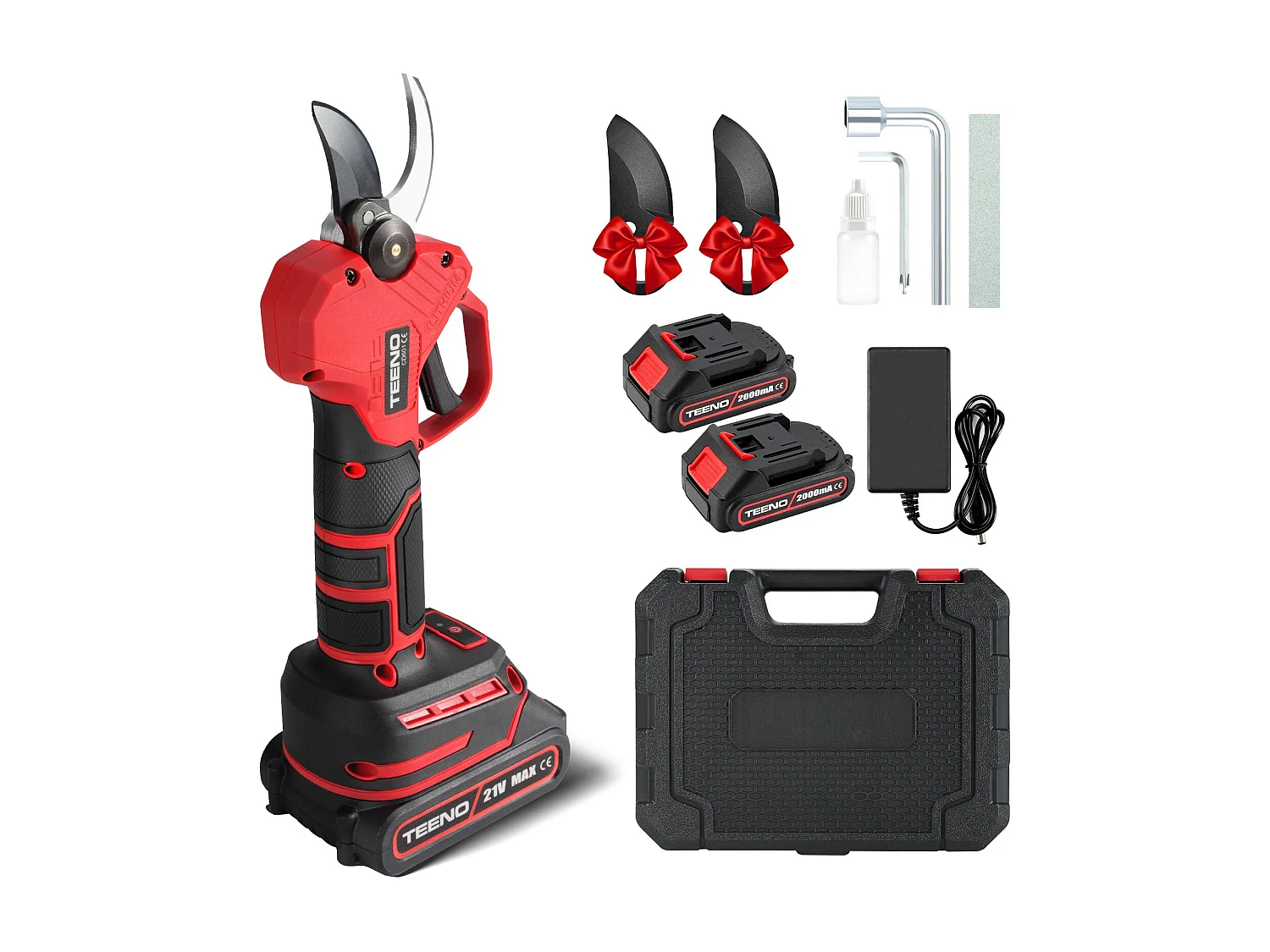 Elagueuse électrique rechargeable sans balais, 2 batteries 2000mAh, lames de rechange X 2