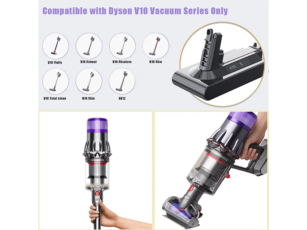 Batterie pour Dyson Aspirateurs V10 SV12, 3900mAh