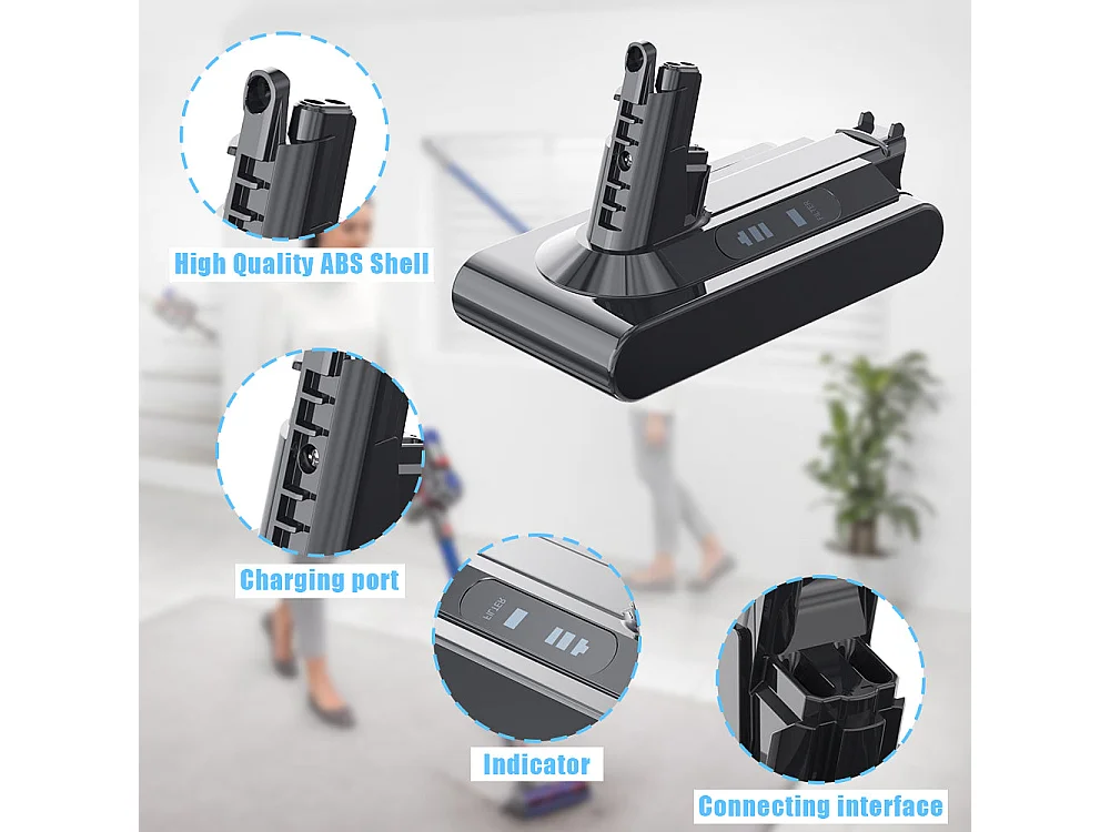 Batterie pour Dyson Aspirateurs V10 SV12, 3900mAh