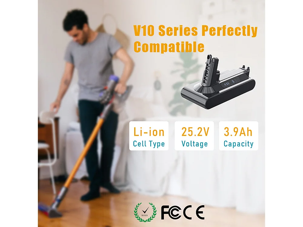 Batterie pour Dyson Aspirateurs V10 SV12, 3900mAh