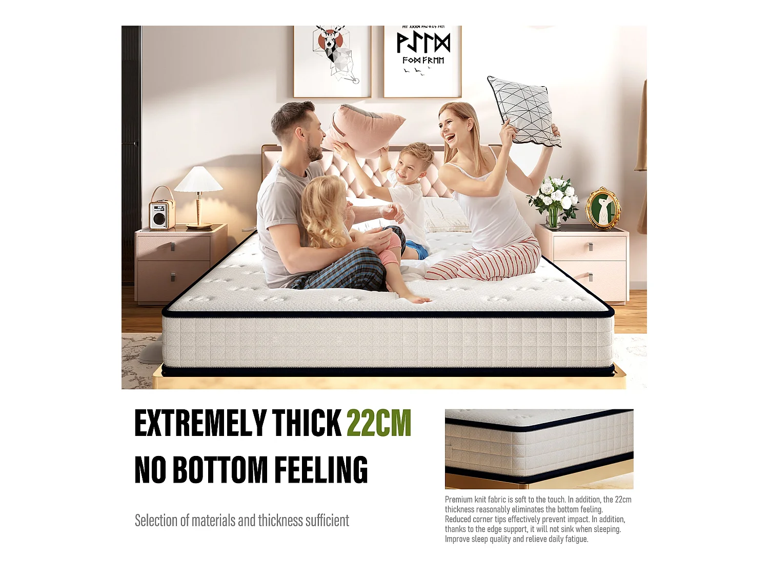 Matelas en mousse 90x200cm, Épaisseur 22 cm