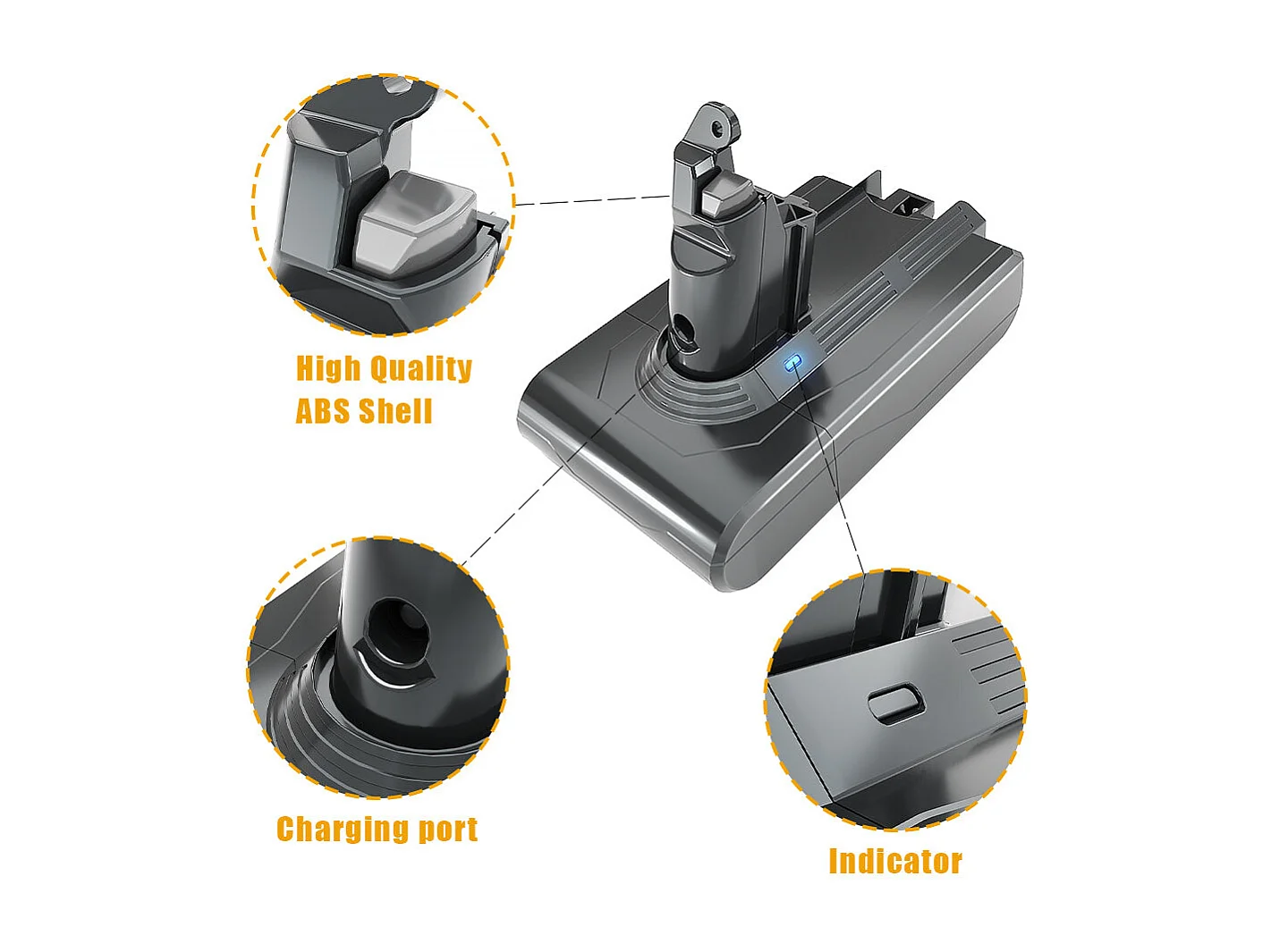 Batterie pour Dyson aspirateurs V6, avec 2 Filtres