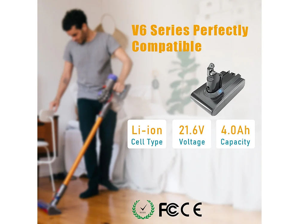 Batterie pour Dyson aspirateurs V6, avec 2 Filtres