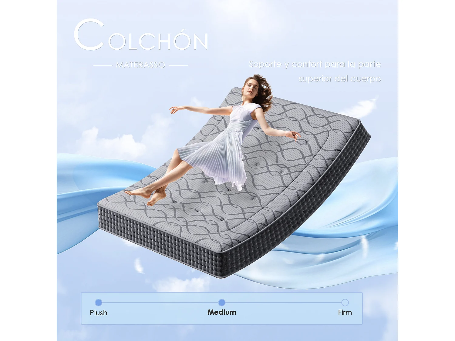 Matelas en Mousse à Mémoire de Forme 90x190 cm, 25 cm Épaisseur