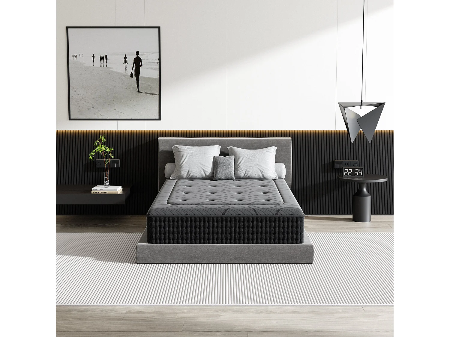 Matelas en Mousse à Mémoire de Forme 90x190 cm, 25 cm Épaisseur