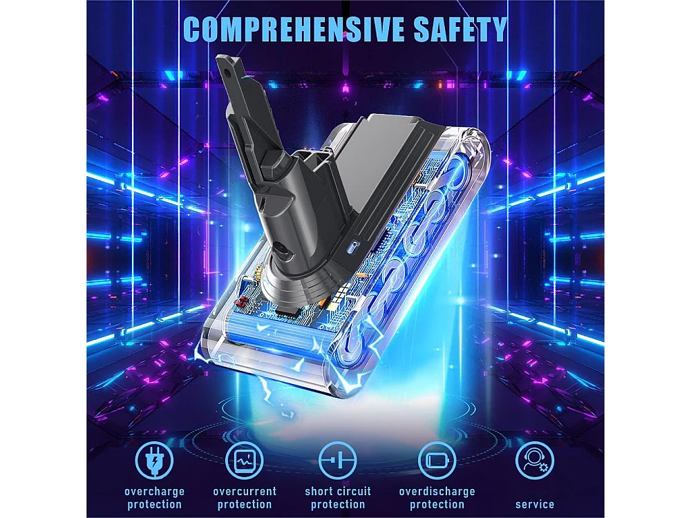 Batterie pour Dyson Aspirateurs V7 SV11, 4600mAh, avec 2 Filtres