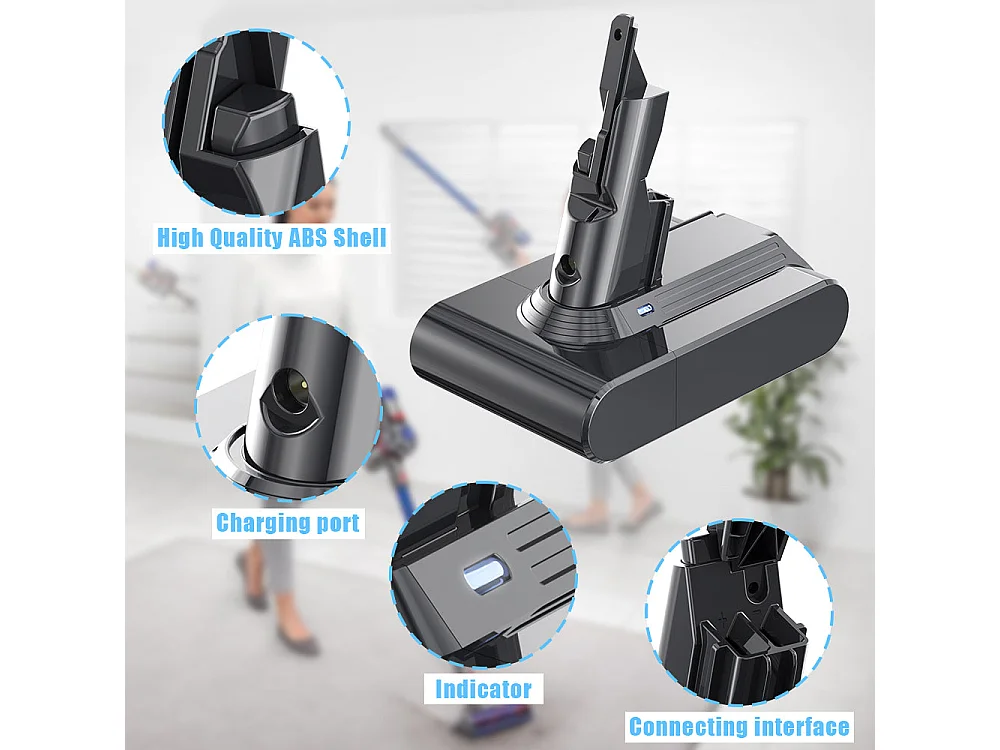 Batterie pour Dyson Aspirateurs V7 SV11, 4600mAh, avec 2 Filtres