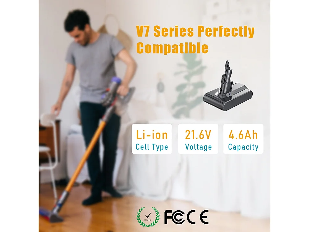 Batterie pour Dyson Aspirateurs V7 SV11, 4600mAh, avec 2 Filtres