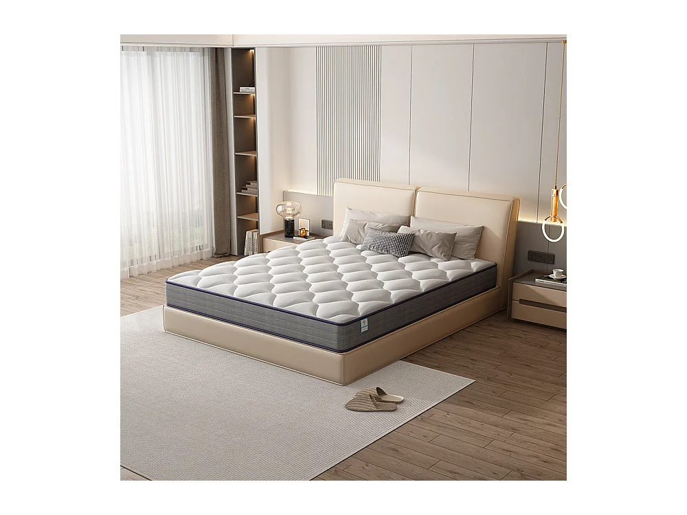 Matelas Ressorts 140x190cm de Forme en Mousse et Ressorts, 20 cm Épaisseur