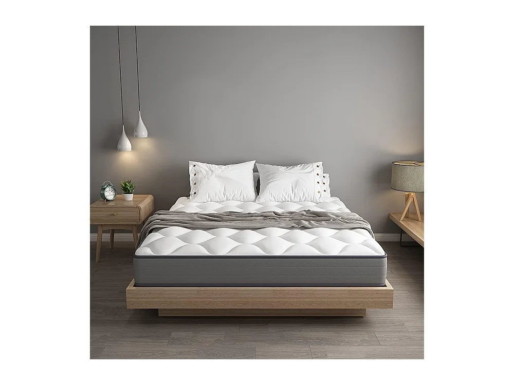 Matelas Ressorts 140x190cm de Forme en Mousse et Ressorts, 20 cm Épaisseur