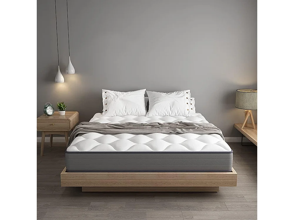 Matelas Ressorts 140x190cm de Forme en Mousse et Ressorts, 20 cm Épaisseur