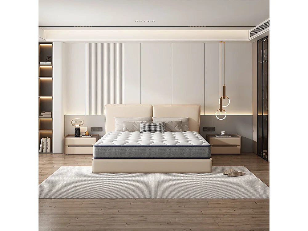 Matelas Ressorts 140x190cm de Forme en Mousse et Ressorts, 20 cm Épaisseur