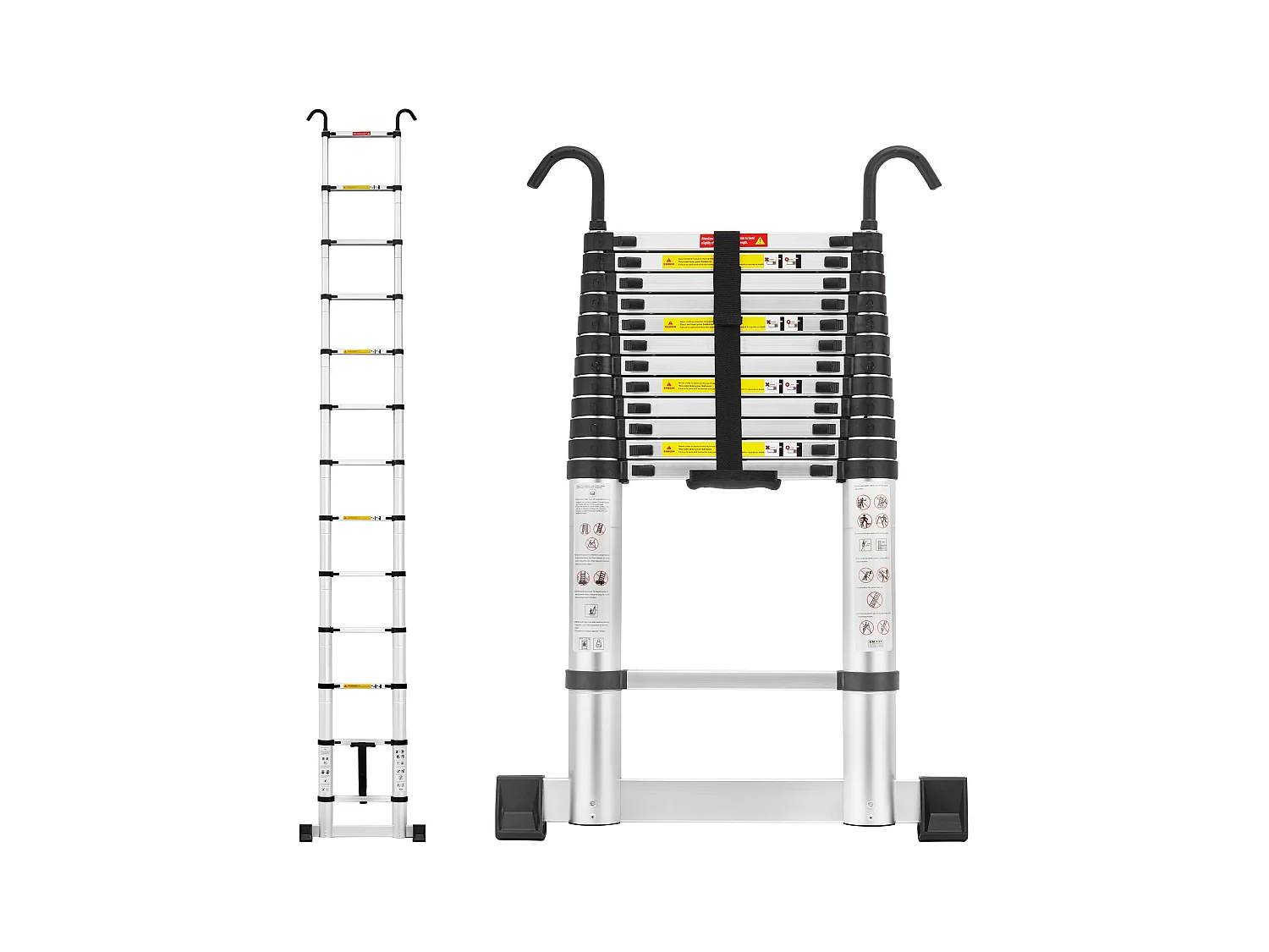 Échelle Télescopique 3,8M en Aluminium Bricolage Pliable avec barre stabilisatrice , Charge Maximale 150kg