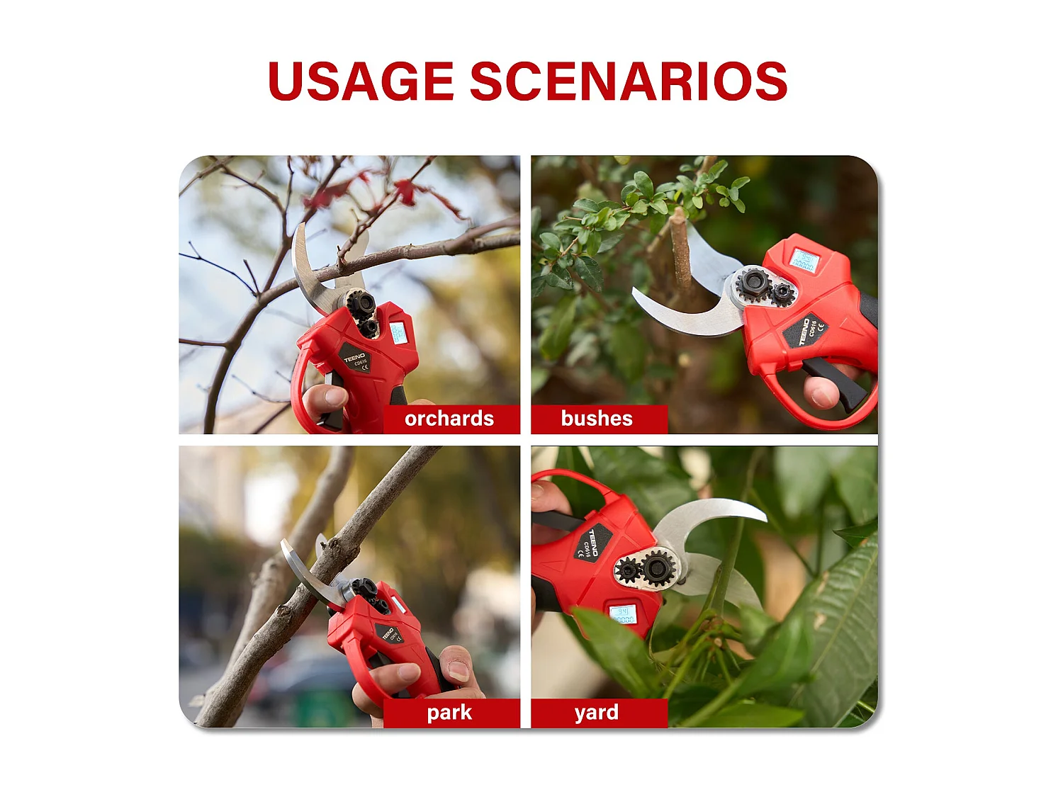 Sécateur électrique sur fil brushless 30mm avec LCD, 2 * 2000mAh Batteries