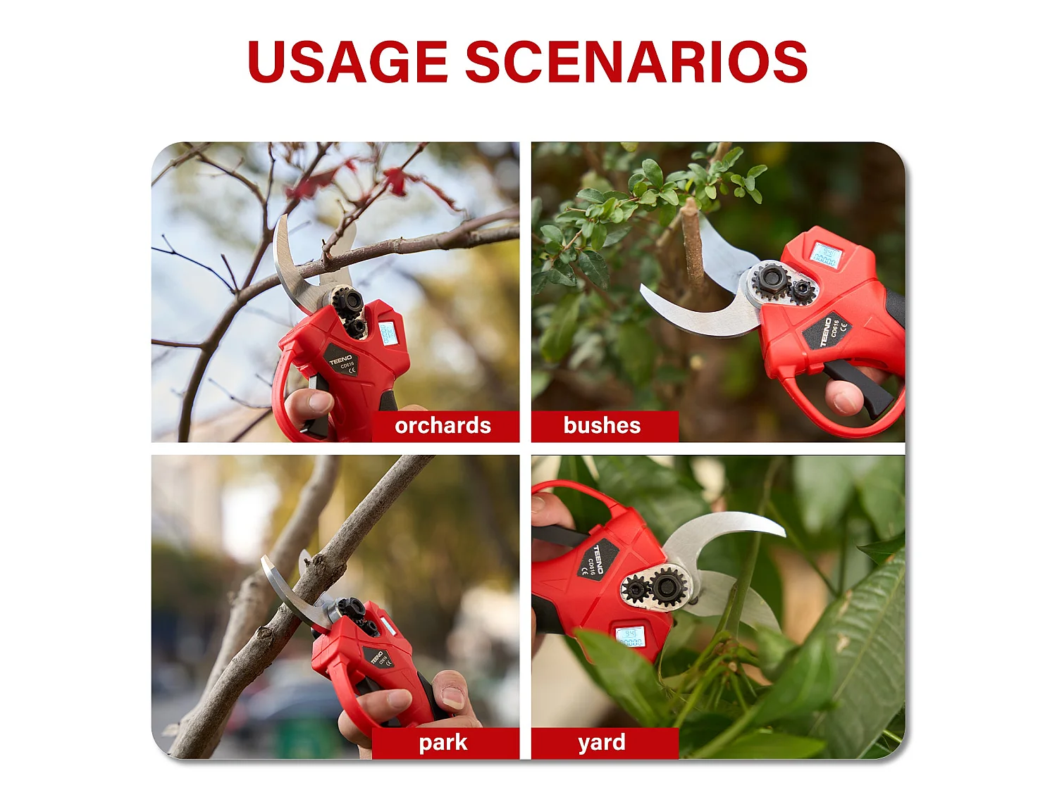 Sécateur électrique sur fil brushless 30mm avec LCD, 2 * 2000mAh Batteries