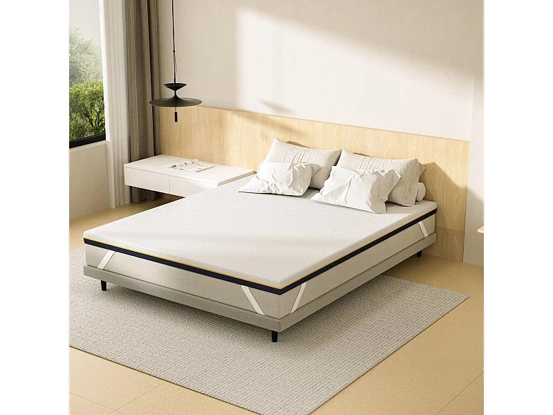 Matelas de 7,5 cm d'épaisseur, 140 x 190 cm, mousse à mémoire de forme, ergonomique, lavable