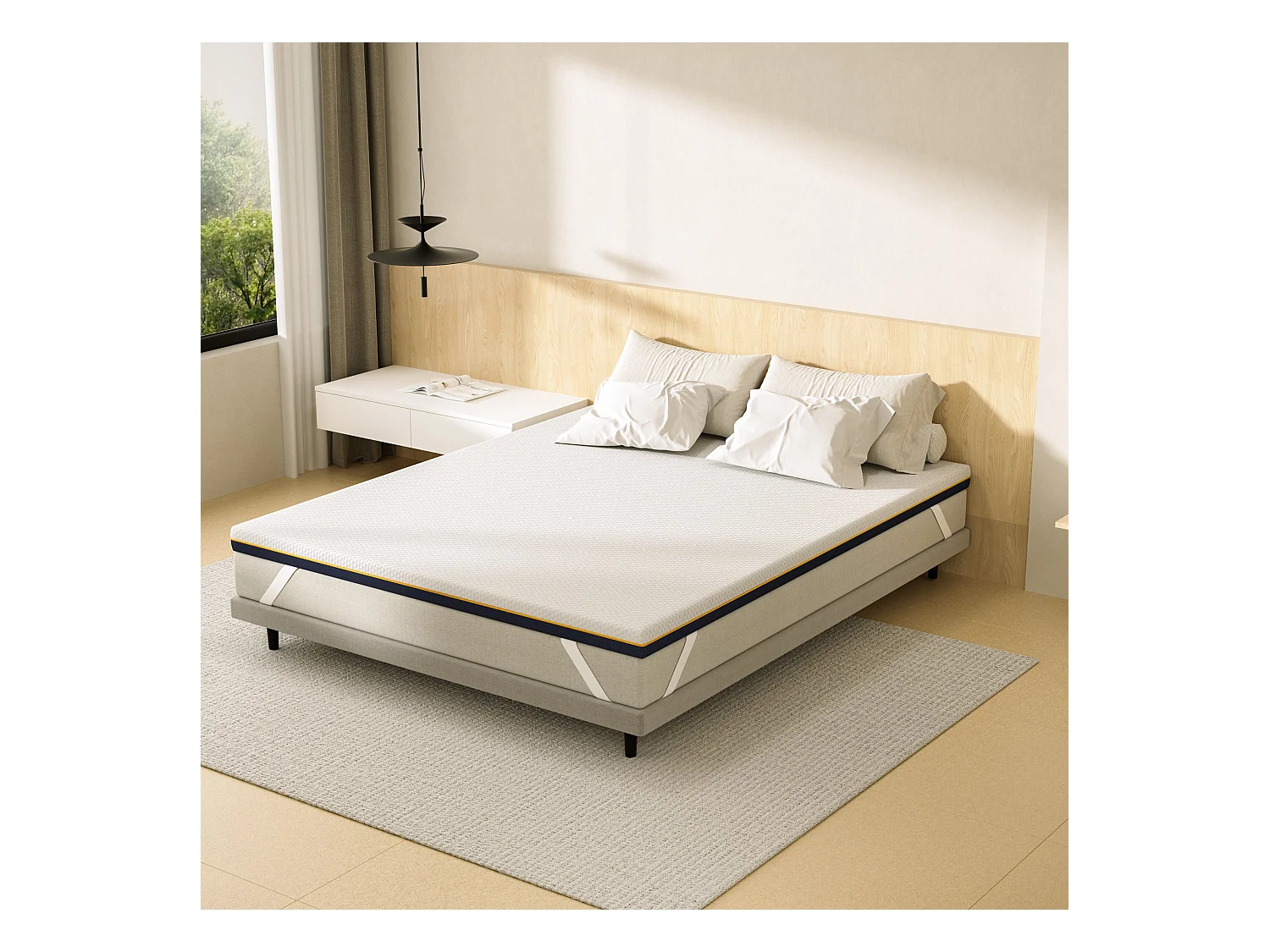 Matelas de 7,5 cm d'épaisseur, 160 x 200 cm, mousse à mémoire de forme, ergonomique, lavable