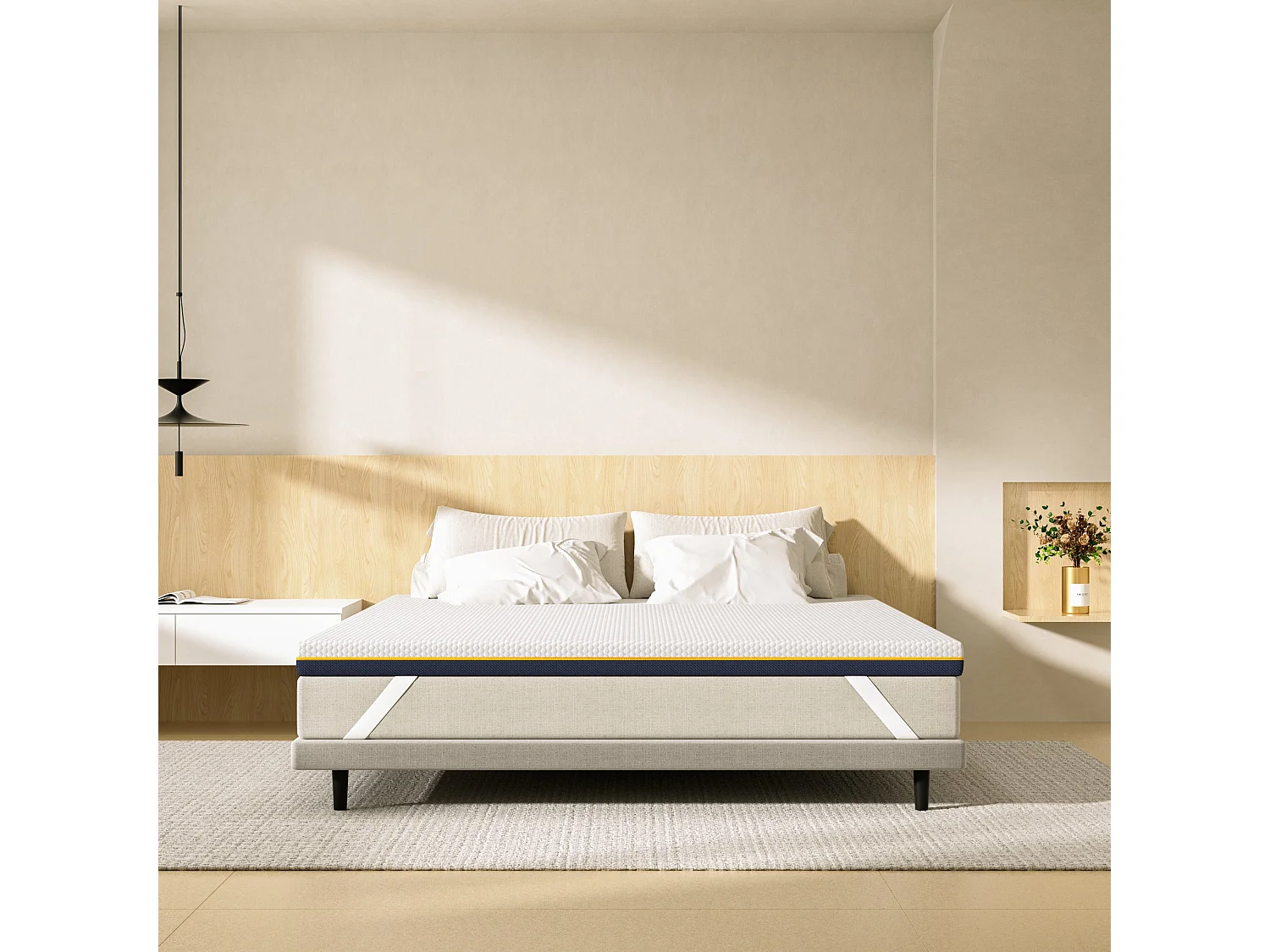 Matelas de 7,5 cm d'épaisseur, 160 x 200 cm, mousse à mémoire de forme, ergonomique, lavable