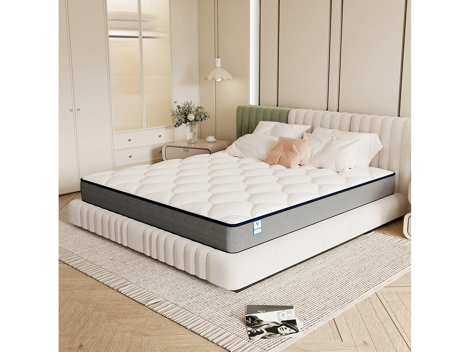 Matelas Ressorts 160x200 Épaisseur 20 cm Confort,Ergonomique  7 Zones Ergonomique