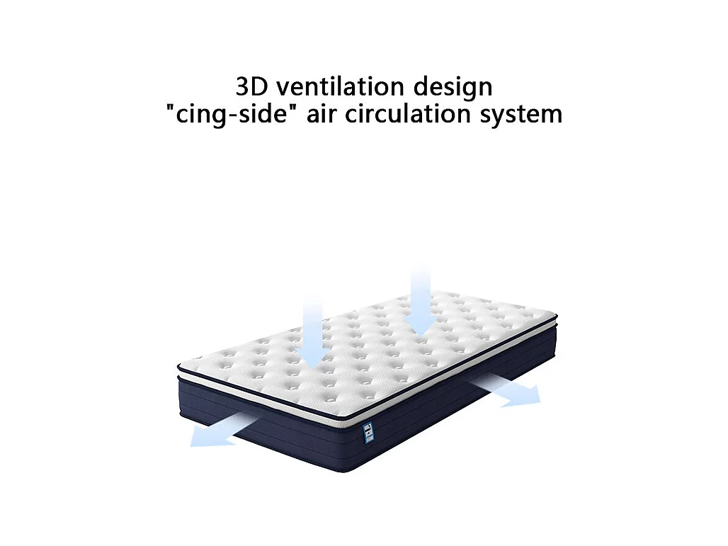 Matelas à Ressorts ensachés 90x190cm, 25 cm d'épaisseur