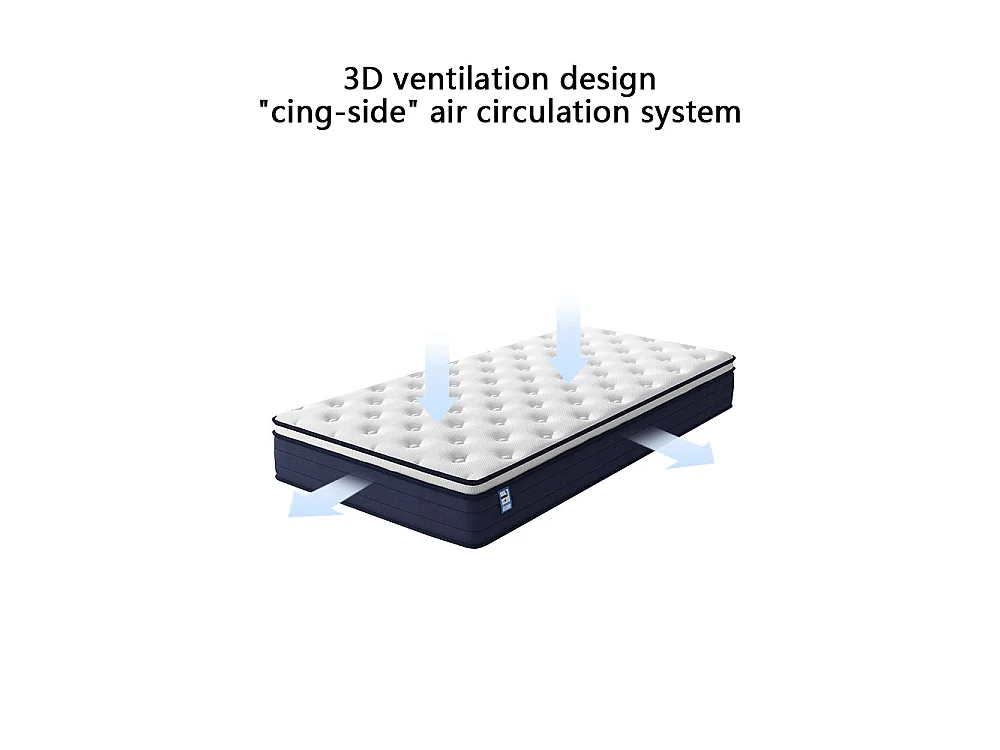 Matelas à Ressorts ensachés 90x190cm, 25 cm d'épaisseur