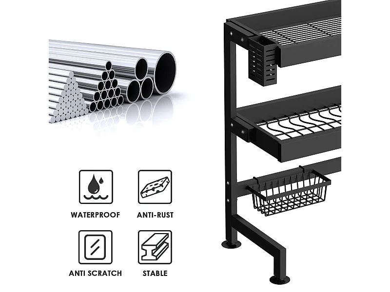Égouttoir à Vaisselle en INOX, pour Comptoir de Cuisine et Évier -65cm