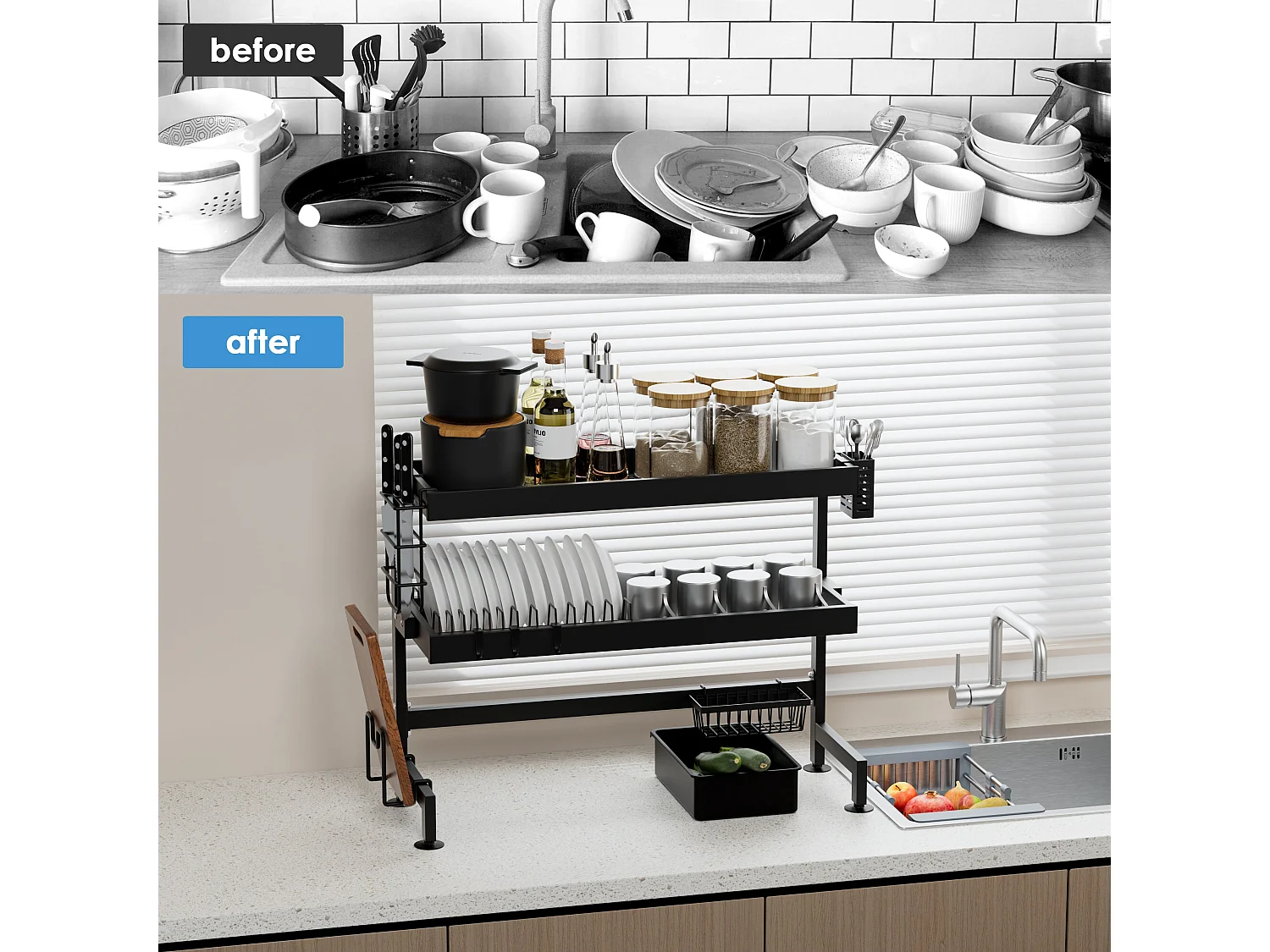 Égouttoir à Vaisselle en INOX, pour Comptoir de Cuisine et Évier -65cm