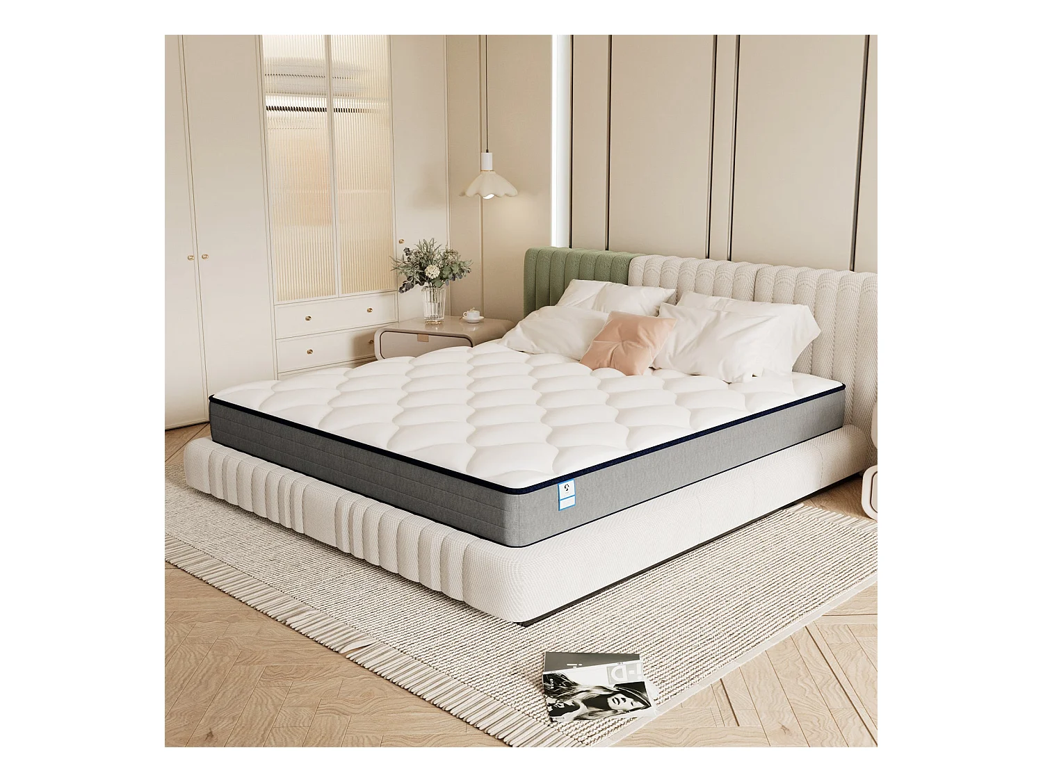 Matelas Ressorts 140x190 Épaisseur 20 cm, Confort, 7 Zones Ergonomique