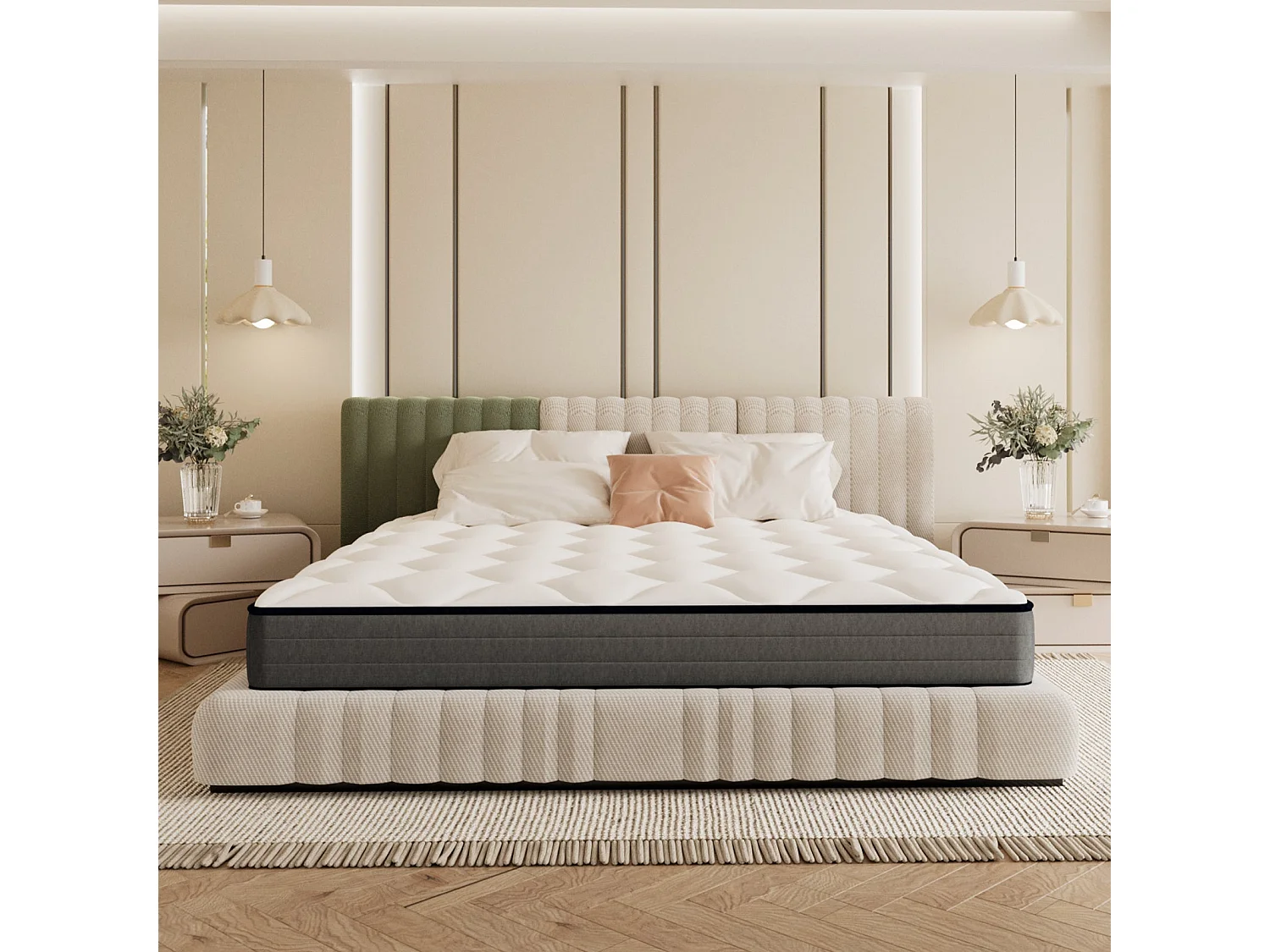 Matelas Ressorts 140x190 Épaisseur 20 cm, Confort, 7 Zones Ergonomique