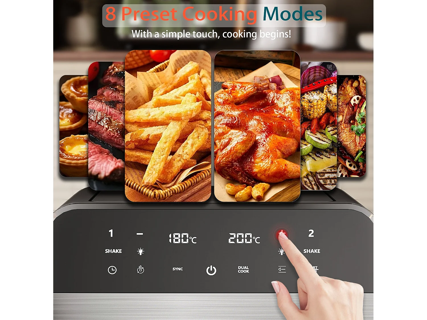 Friteuse sans Huile, Écran Tactile, Alerte aux tremblements, Noir