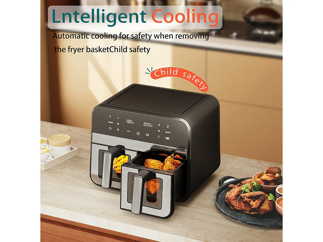 Friteuse sans Huile, Écran Tactile, Alerte aux tremblements, Noir