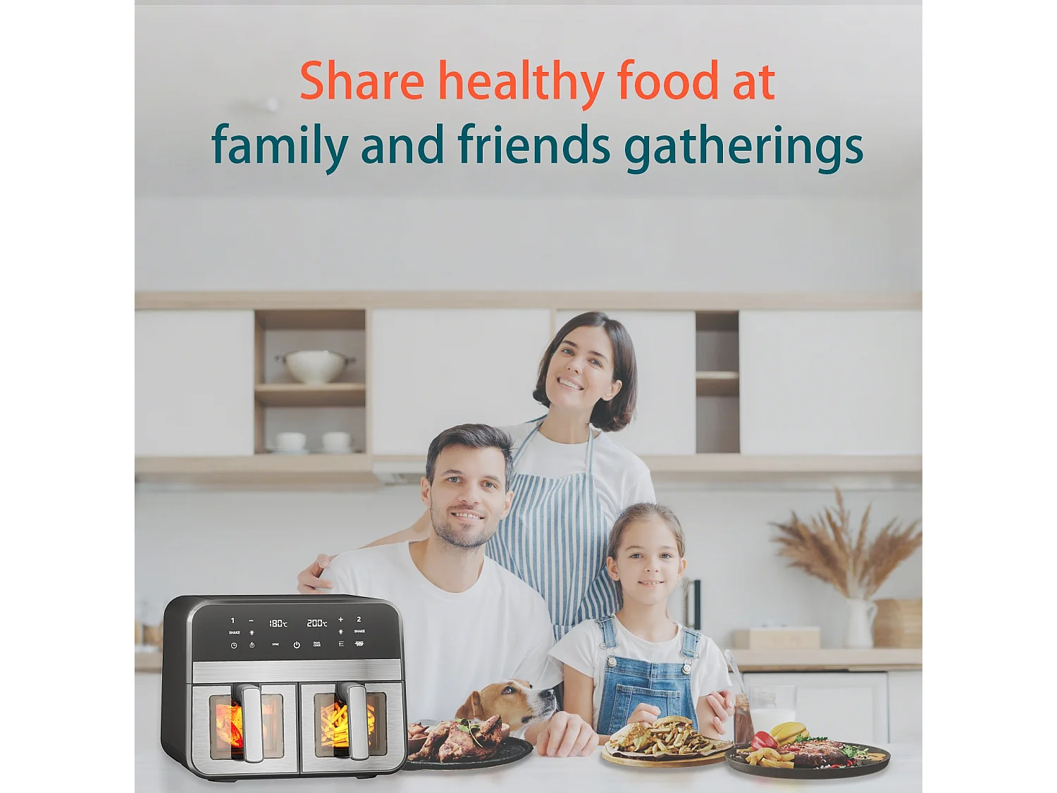 Friteuse sans Huile, Écran Tactile, Alerte aux tremblements, Noir