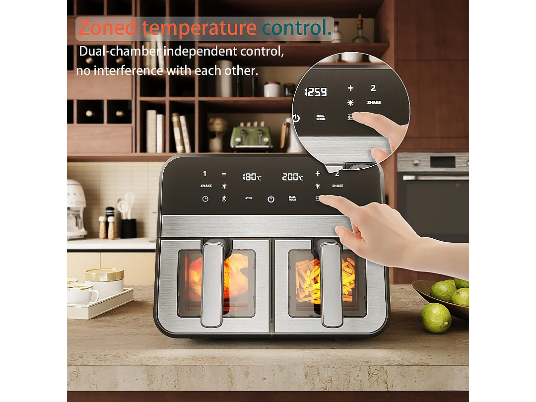 Olievrije friteuse, touchscreen, trillingsalarm, zwart