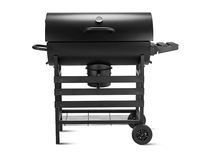 Gril à charbon de bois, gril à charbon de bois XXL avec couvercle, thermomètre, tiroir à cendres, gants anti-brûlure, évents réglables