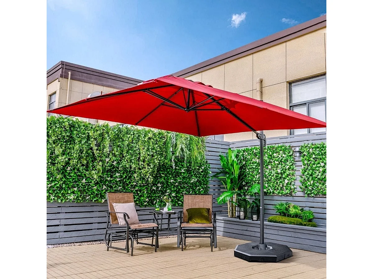 Ombrellone 300 cm per cortile con 3 inclinazioni e rotazione a 360°, Ombrellone da esterno con 8 stecche Vinaccia